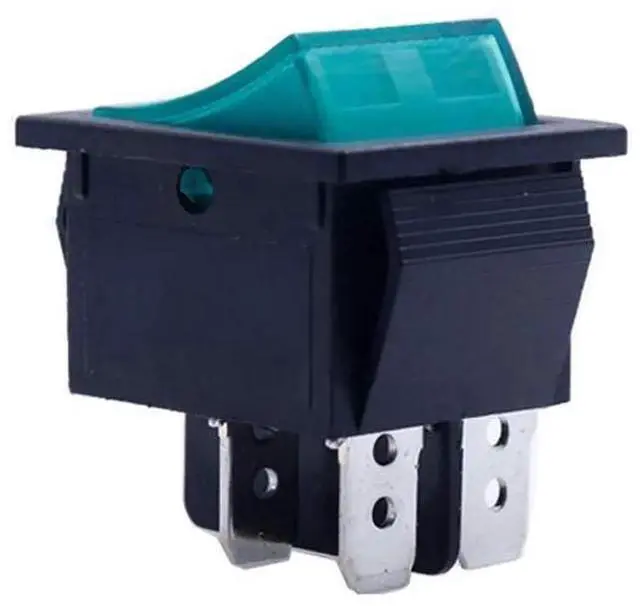 Alt view image 3 of 5 - 4PCS KCD4 Square Rocker Switch with Light 4Pin ON/Off 2-Position DPST Rocker Boat Switch 16A/20A AC 250V/125V for Car, Motorcycle (Green)