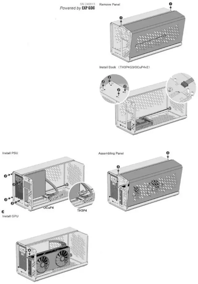 Alt view image 5 of 6 - OCuLink Thunderbolt3/4 USB4 Chassis External Graphics Card GPU Dock PCIE 4.0 TH3P4G3 OCuP4v2 Metal Frame Case ATX37 Case,1 * ATX37CM Case