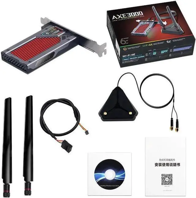 Alt view image 3 of 7 - FV-AXE3000RGB WiFi 6E PCIe Gaming Network Card 5400Mbps, Ultra-Low Latency, OFDMA, RGB Lighting | Compatible with Intel AX210, Windows 10/11 (64-bit)