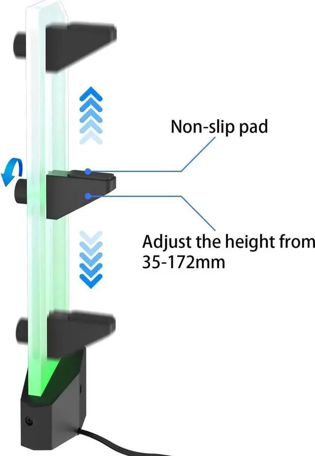 Alt view image 4 of 5 - ARGB GPU Support Bracket, 5V 3 Pin RGB GPU Stand Holder, Anti Sag GPU Bracket, Graphics Card Support with Height Adjustable and Bottom Magnetic 35 to 172mm for Computer