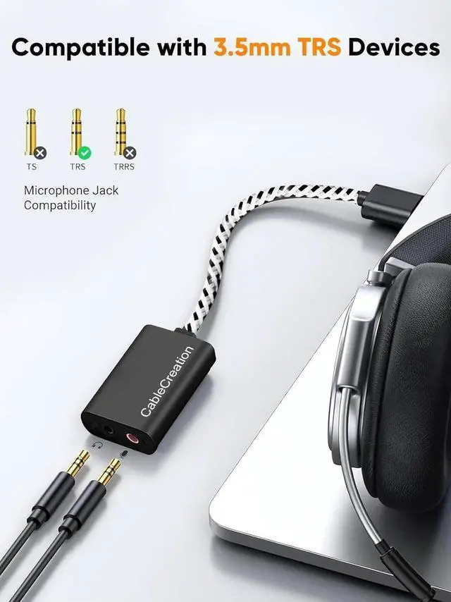Alt view image 4 of 7 - CableCreation Type C External Sound Card with 3.5 mm Audio Jack, USB-C Microphone Headphone Adapter Compatible with MacBook Pro, iMac, iPad Pro 2020, iPhone 16/15, Galaxy S24/ S23/ S22/ S21+