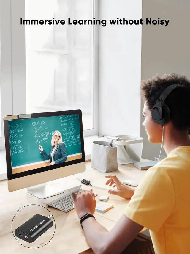 Alt view image 3 of 7 - CableCreation Type C External Sound Card with 3.5 mm Audio Jack, USB-C Microphone Headphone Adapter Compatible with MacBook Pro, iMac, iPad Pro 2020, iPhone 16/15, Galaxy S24/ S23/ S22/ S21+