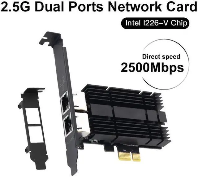 Main image of 2.5Gbps PCIe Network Card Dual RJ45 Port Adapter with Intel I226 Chipset for Desktop Gaming Office 2500/1000/100Mbps PCI Express Gigabit Ethernet NIC Card RJ45 LAN Port Controller