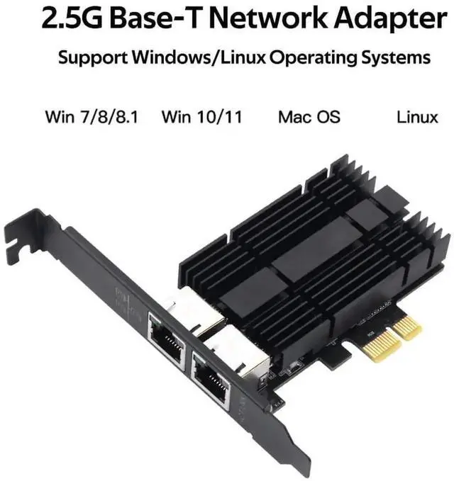 Alt view image 6 of 7 - 2.5Gbps PCIe Network Card Dual RJ45 Port Adapter with Intel I226 Chipset for Desktop Gaming Office 2500/1000/100Mbps PCI Express Gigabit Ethernet NIC Card RJ45 LAN Port Controller