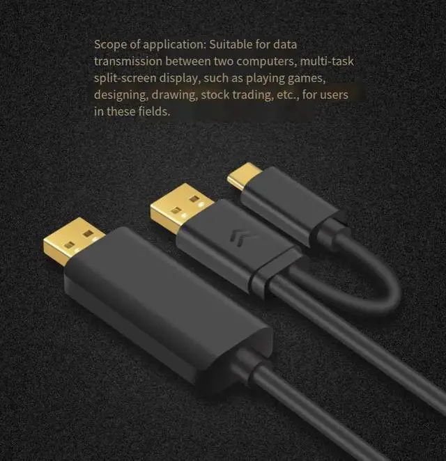 Alt view image 2 of 6 - ONTEN USB copy cable, male-to-male, notebook data transfer and sharing, keyboard and mouse connection cable, two USB data cables, PC-to-computer data cable, transmission cable