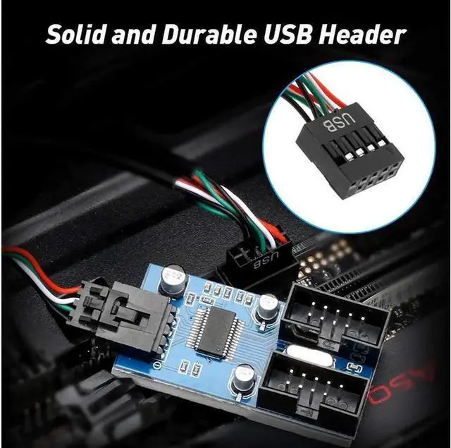 Alt view image 6 of 6 - Motherboard Usb 2.0 9Pin Header 1 To 2 Extension Hub Splitter Adapter - Converter Mb Usb 2.0 Female To 2 Female - 30Cm Cable Usb 9-Pin Internal Cable 9 Pin Connector Adapter Port Multiplier