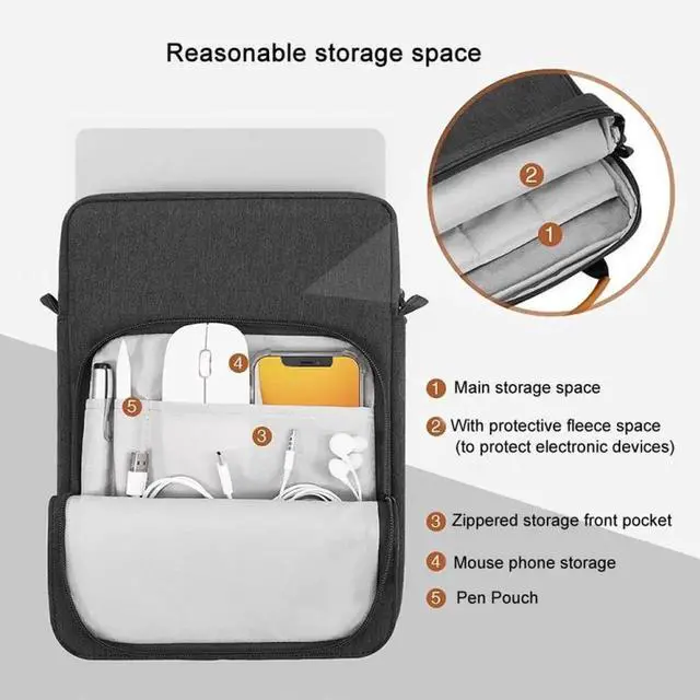 Alt view image 3 of 6 - Vertical Laptop Bag Handheld Shoulder Crossbody Bag, Size: 13 Inch 13.3 Inch (Wine Red)