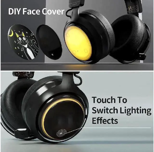 Alt view image 4 of 6 - Cat Ear Headset, USB Gaming Headset with Retractable Mic, 7.1 Surround Sound, RGB Lighting, Wired Headset for PC, PS4, PS5 - Black