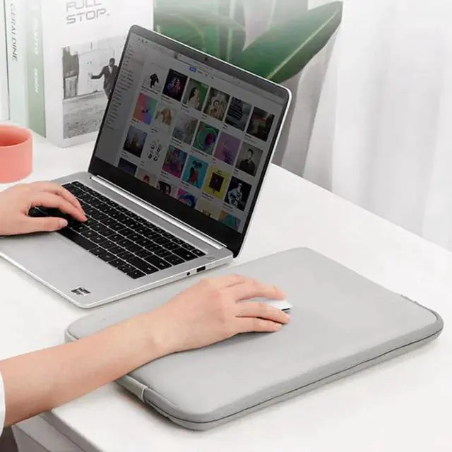 Alt view image 7 of 7 - Baona BN-Q004 PU Leather Laptop Bag, Colour: Double-layer Gray, Size: 16/17 inch Gray 16/17 inch