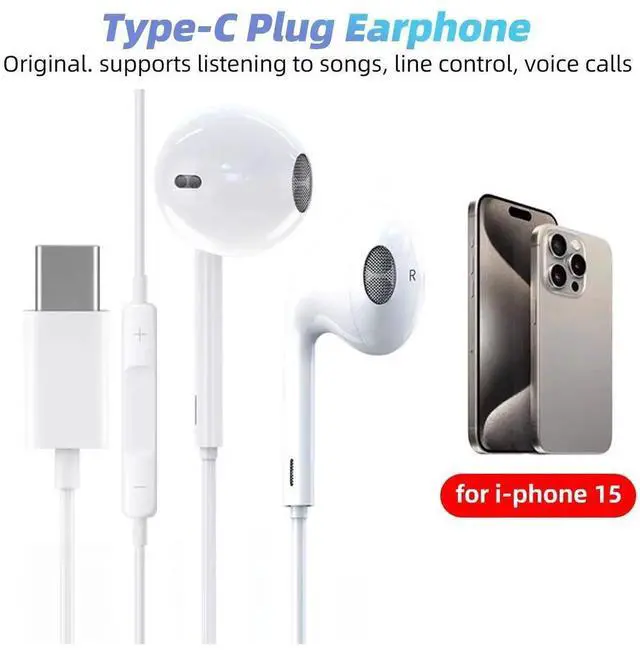 Main image of Type C Wired Earphones For Apple iPhone 15 Pro Max In-Ear Wi