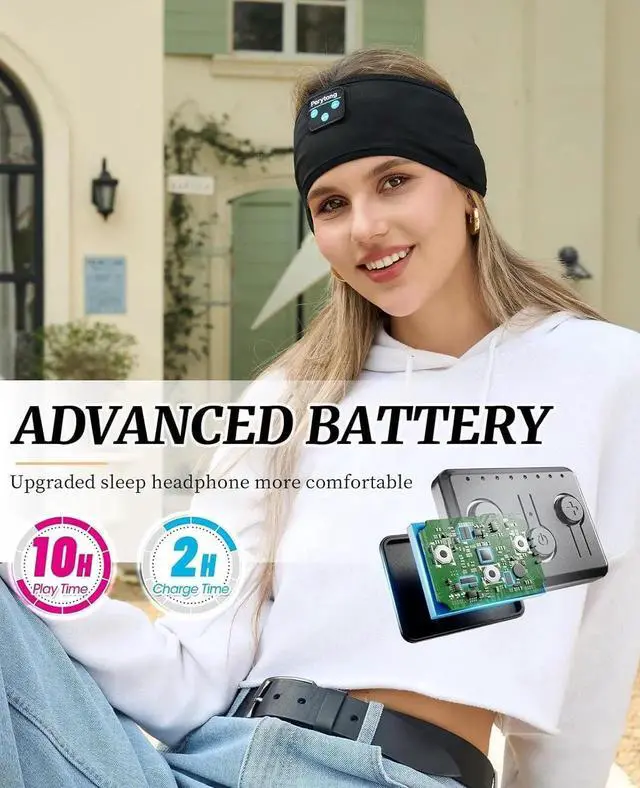 Alt view image 7 of 7 - Sleep Headphones, Sports Headband Bluetooth, Wireless Music Sleeping Headphones, Long Time Play Headphone Band with Built in Speakers Perfect for Sleep,Workout,Running,Yoga,Travel