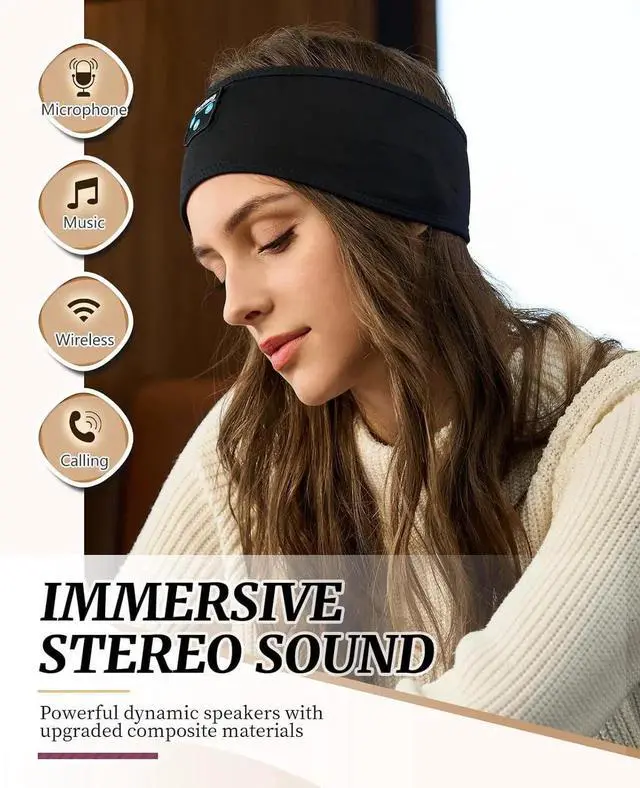 Alt view image 6 of 7 - Sleep Headphones, Sports Headband Bluetooth, Wireless Music Sleeping Headphones, Long Time Play Headphone Band with Built in Speakers Perfect for Sleep,Workout,Running,Yoga,Travel