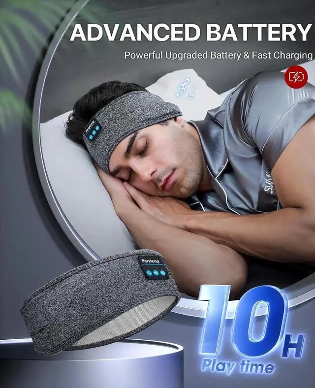 Alt view image 4 of 7 - Perytong Sleep Headphones Wireless, Bluetooth Sports Headband Headphones with Ultra-Thin HD Stereo Speakers Perfect for Sleeping,Workout,Jogging,Yoga,Insomnia, Air Travel, Meditation