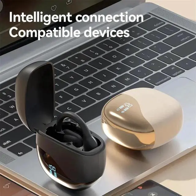 Alt view image 7 of 7 - New M62 AI Translator Earbuds Bluetooth Real Time Translators Headphones Two-Way Instant Voice Translator Ear Hook A,1 pair earphones 1 x data cable,Black