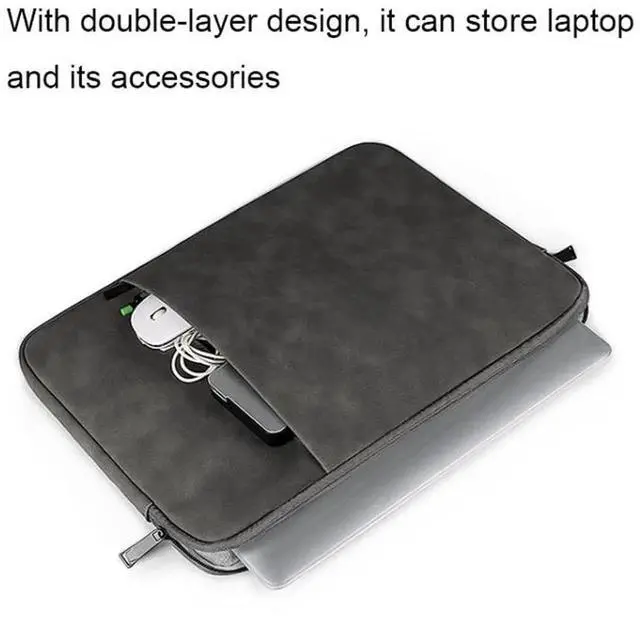 Alt view image 2 of 7 - ND01DZ Double Layer Waterproof Laptop Liner Bag, Size: 13.3 inches 13.3 inches (Light Gray)