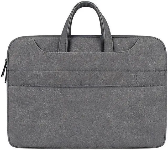 Alt view image 7 of 7 - ST06S Waterproof PU Leather Zipper Hidden Portable Strap One-shoulder Handbag for 13.3 inch Laptops, with Magic Stick & Suitcase Belt (Light Grey)