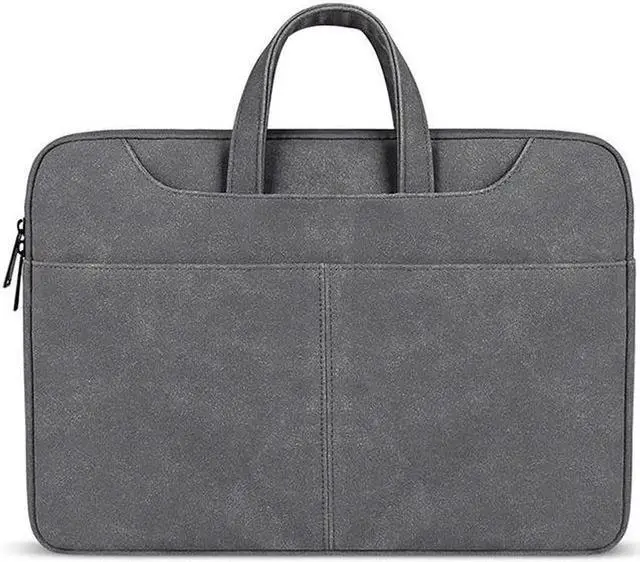 Alt view image 6 of 7 - ST06S Waterproof PU Leather Zipper Hidden Portable Strap One-shoulder Handbag for 13.3 inch Laptops, with Magic Stick & Suitcase Belt (Light Grey)