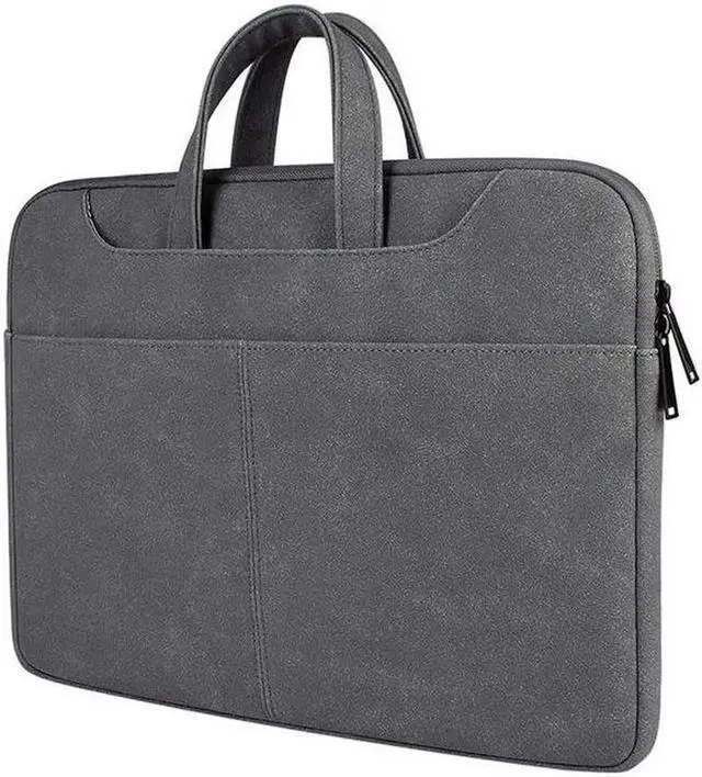 Alt view image 2 of 7 - ST06S Waterproof PU Leather Zipper Hidden Portable Strap One-shoulder Handbag for 13.3 inch Laptops, with Magic Stick & Suitcase Belt (Light Grey)