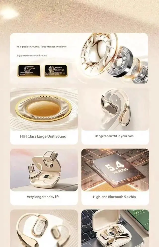 Alt view image 7 of 7 - SW-016 Original OWS Earhook Earphones Bluetooth 5.3 Low Late