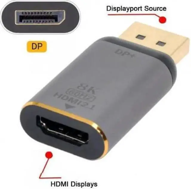 Alt view image 4 of 7 - Cable DisplayPort 1.4 Source to HDMI 2.0 Display 8K 60hz UHD 4K DP to HDMI Male Monitor Adapter Connector