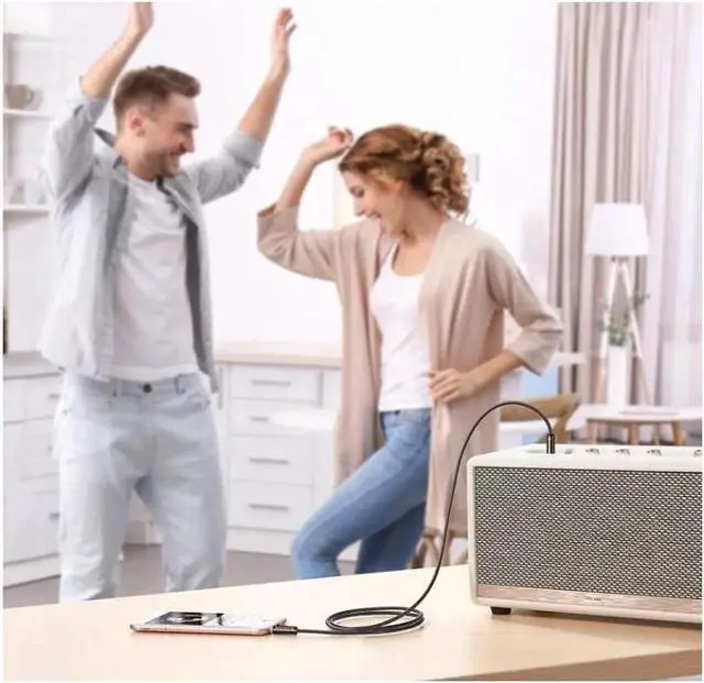 Alt view image 2 of 7 - 3.5mm nylon braided auxiliary cable (6.6ft/2m, high fidelity sound), audio auxiliary input adapter male to male AUX cable suitable for headphones, cars, home stereos, speakers, iPhone, iPad, iPod, Ech