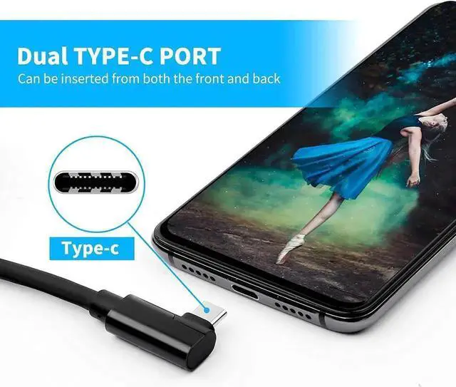 Alt view image 4 of 7 - Compatible for Meta/Oculus Link Virtual Reality Headset Cable for Quest 3/2/1 and Gaming PC, 90 Degree Angled USB3.0 Type C to C High Speed Data Transfer & Fast Charging (16ft/5m) with USB C-A adapter