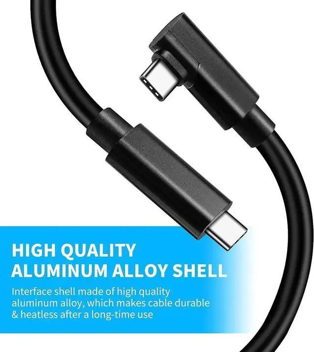 Alt view image 5 of 7 - Compatible for Meta/Oculus Link Virtual Reality Headset Cable for Quest 3/2/1 and Gaming PC, 90 Degree Angled USB3.0 Type C to C High Speed Data Transfer & Fast Charging (16ft/5m) with USB C-A adapter
