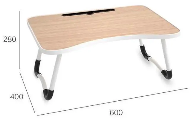 Alt view image 7 of 7 - W-shaped Non-slip Legs Adjustable Folding Portable Writing Desk Laptop Desk with Card Slot (Walnut)