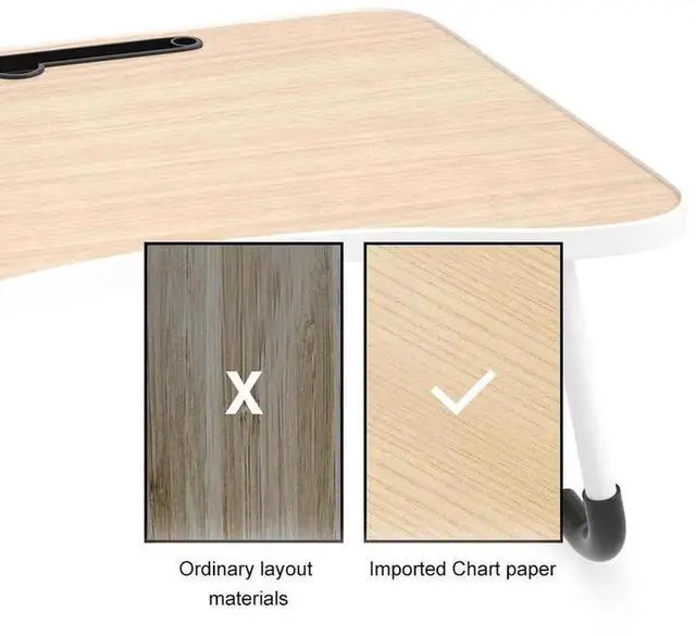 Alt view image 3 of 7 - W-shaped Non-slip Legs Adjustable Folding Portable Writing Desk Laptop Desk with Card Slot (Walnut)