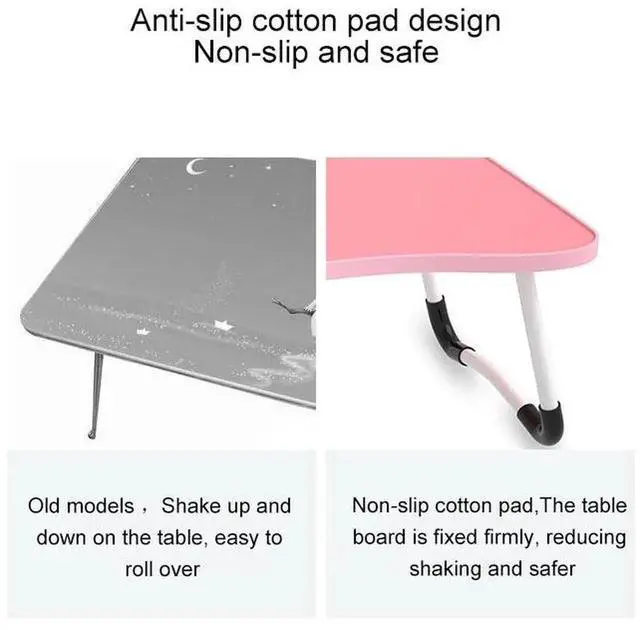 Alt view image 4 of 7 - W-shaped Non-slip Legs Adjustable Folding Portable Writing Desk Laptop Desk with Card Slot (Walnut)