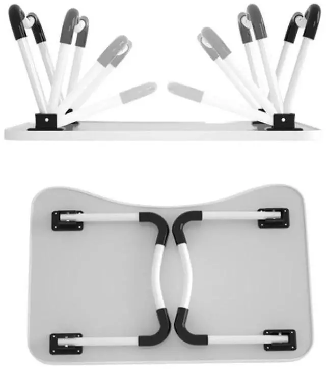 Alt view image 6 of 7 - W-shaped Non-slip Legs Adjustable Folding Portable Writing Desk Laptop Desk with Card Slot (Walnut)