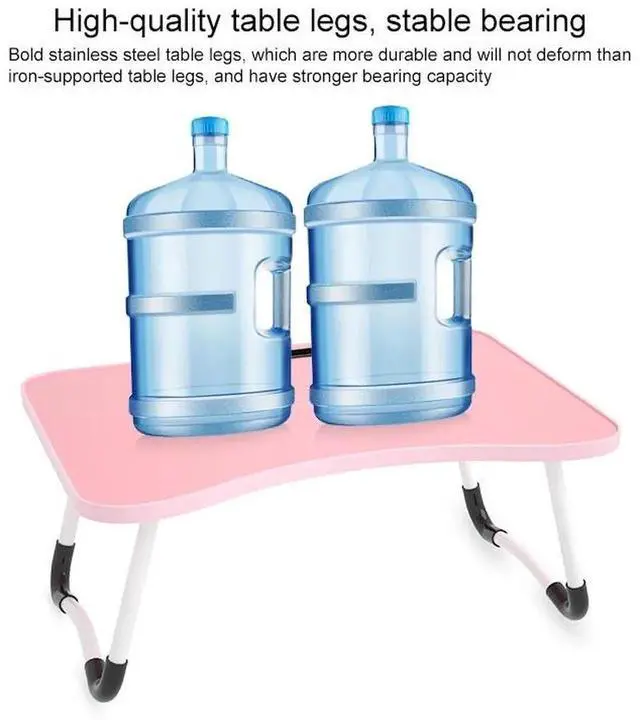 Alt view image 2 of 7 - W-shaped Non-slip Legs Adjustable Folding Portable Writing Desk Laptop Desk with Card Slot (Walnut)