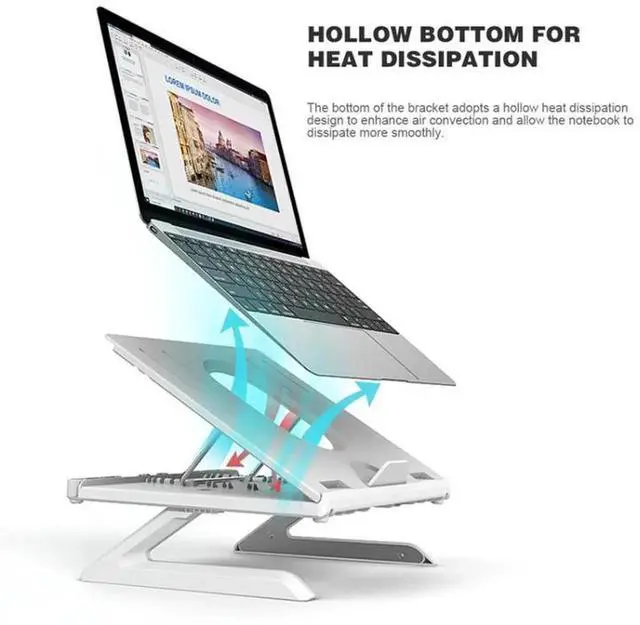 Alt view image 4 of 7 - Multifunctional Folding Notebook Stand Monitor Increase Rack, Colour: Tripod (Black) Tripod (Black)