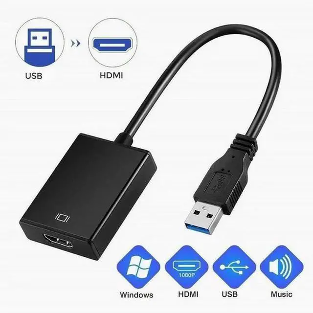 Alt view image 2 of 4 - USB to HDMI converter HD adapter Laptop Projector converter port 0.2 m