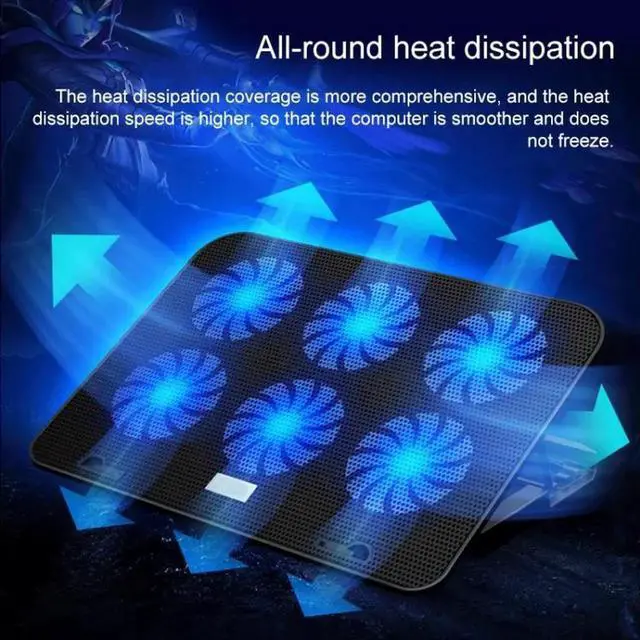 Alt view image 3 of 7 - ICE COOREL Notebook Computer Base Speed Control Silent Six-fan Cooling Holder Cooling Rack, Style: Premium Edition Style: Premium Edition(Dazzling Red) (Dazzling Red)