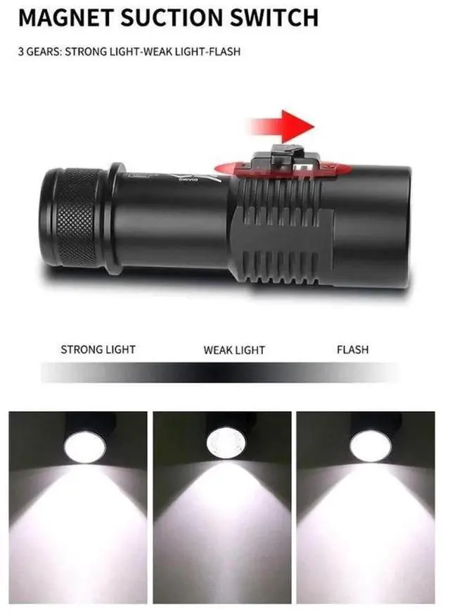 Alt view image 5 of 7 - 10000LM XHP160 LED High Power Diving Torch IPX8 Professional