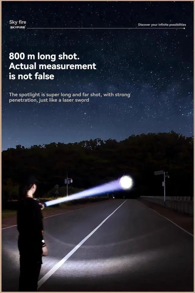 Alt view image 3 of 7 - High Power LED Strong Light Flashlight Laser Camping Spotlig