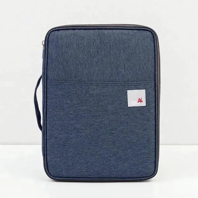 Main image of Multi-functional A4 Document Bags Portable Waterproof Oxford Cloth Storage Bag for NotebooksSize: 33cm*24*3.5cm (Dark Blue) Black