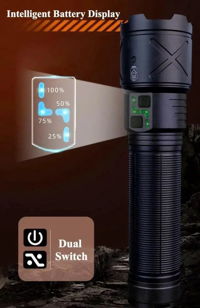 Alt view image 3 of 7 - 1200000LM Powerful White Laser LED Flashlight Zoom Torch wit