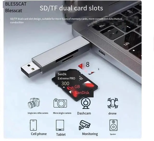 Alt view image 5 of 5 - USB3.0 camera card reader High-speed multi-function all-in-one universal sd memory card tf storage to Typec Mobile phone otg Computer tablet for Apple 16 Huawei ipad Canon ccd read USB3.0+Type-C port