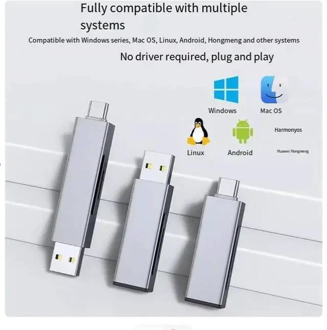 Alt view image 3 of 5 - USB3.0 camera card reader High-speed multi-function all-in-one universal sd memory card tf storage to Typec Mobile phone otg Computer tablet for Apple 16 Huawei ipad Canon ccd read USB3.0+Type-C port