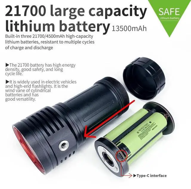 Alt view image 6 of 7 - Diving Flashlight L24 12000Lumens Dive Light 120m Underwater