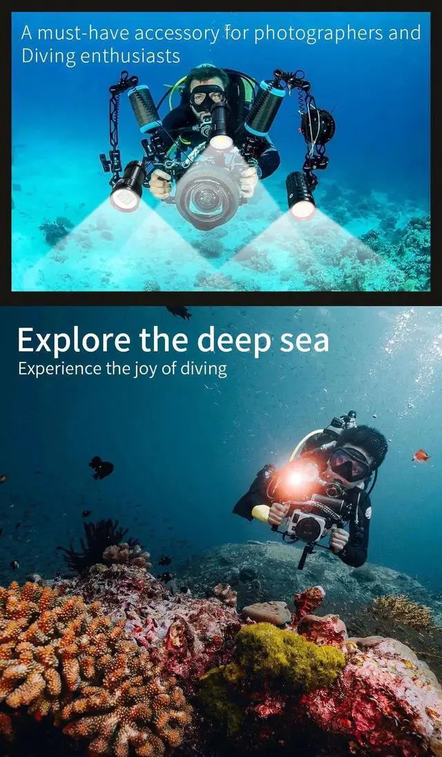 Alt view image 4 of 7 - Diving Flashlight L24 12000Lumens Dive Light 120m Underwater