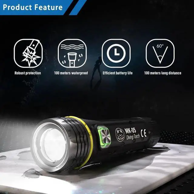 Alt view image 6 of 7 - Seafrogs Underwater Diving Torch 100 Meter IP68 Waterproof G