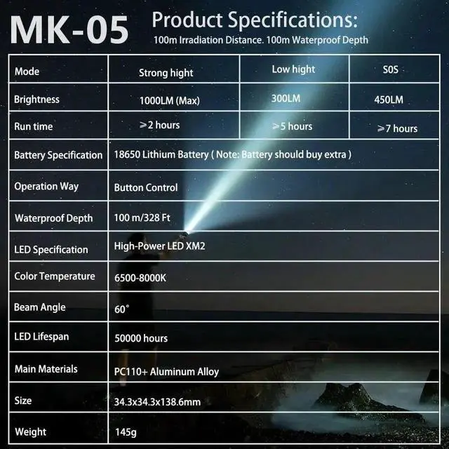 Alt view image 2 of 7 - Seafrogs Underwater Diving Torch 100 Meter IP68 Waterproof G