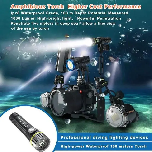 Alt view image 4 of 7 - Seafrogs Underwater Diving Torch 100 Meter IP68 Waterproof G