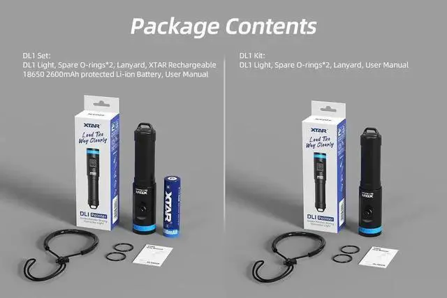 Alt view image 3 of 7 - New Released XTAR DL1 Diving Flashlight One Operate IPX8 50m