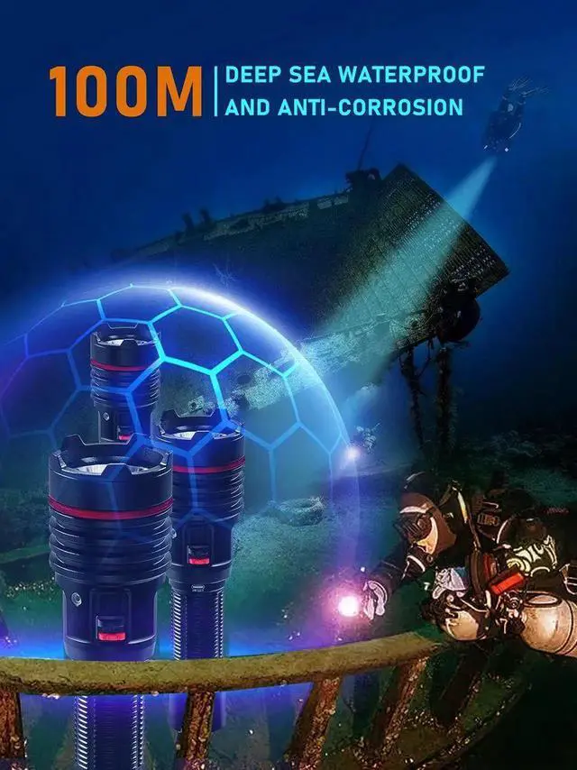 Alt view image 4 of 7 - LetonPower diving flashlight underwater light scuba diving f