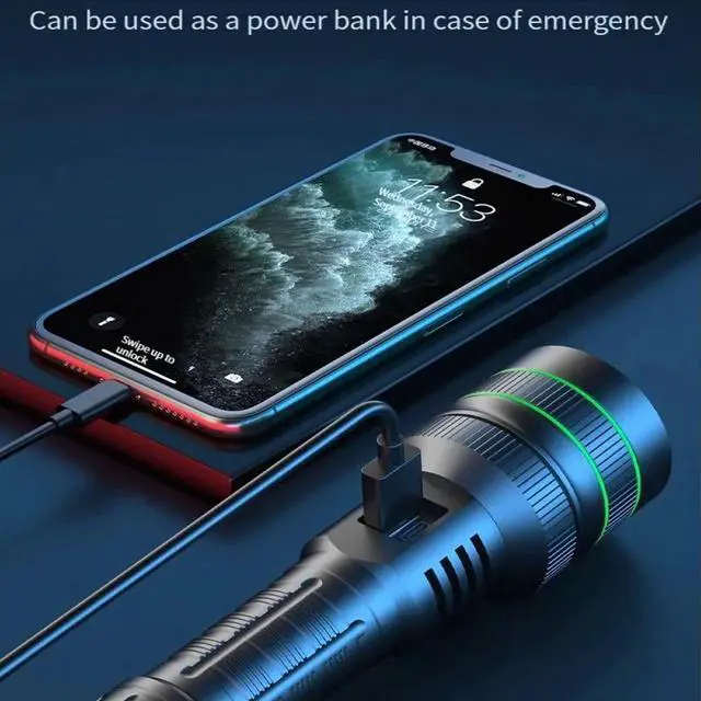 Alt view image 3 of 7 - XHP390 High Power Led Flashlights Usb Rechargeable Flashligh