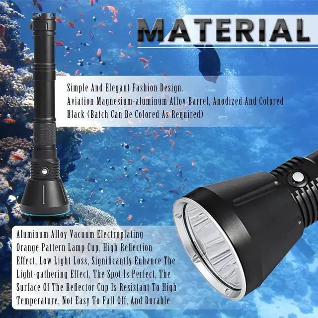 Alt view image 2 of 7 - Asafee 50M Underwater 10000LM Professional LED Diving Flashl